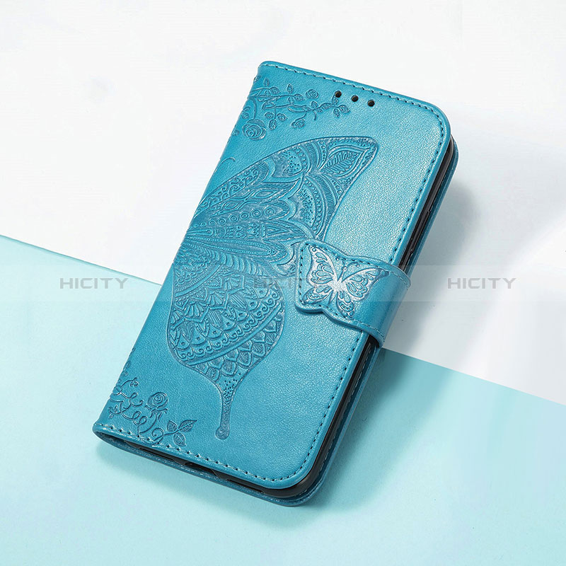 Custodia Portafoglio In Pelle Farfalla Cover con Supporto S01D per Huawei Honor V40 5G Blu