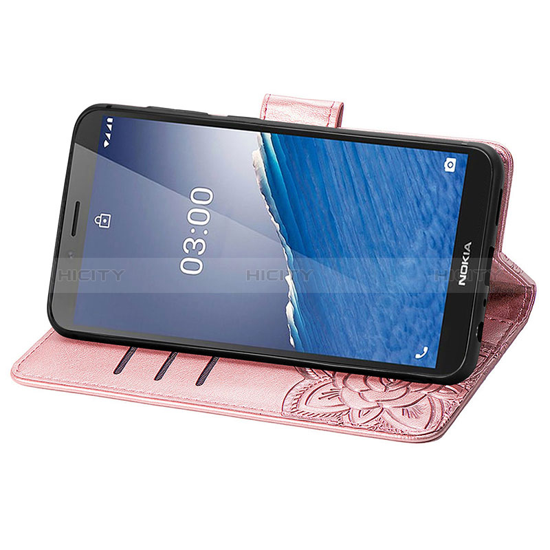 Custodia Portafoglio In Pelle Farfalla Cover con Supporto S01D per Nokia C3