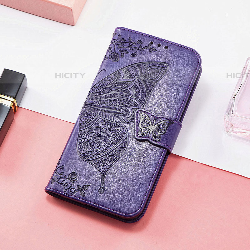 Custodia Portafoglio In Pelle Farfalla Cover con Supporto S01D per Samsung Galaxy F13 4G Viola