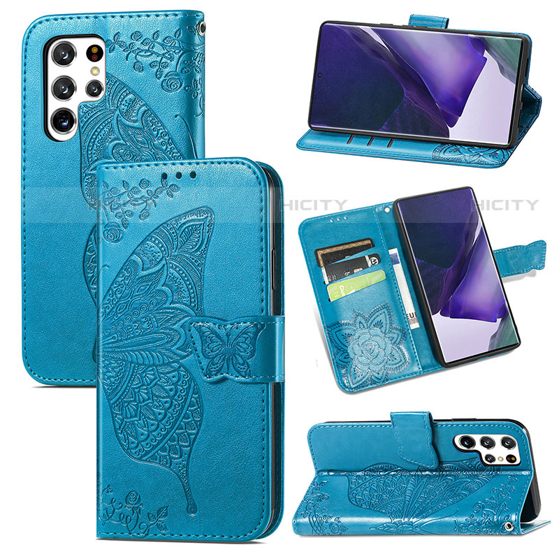 Custodia Portafoglio In Pelle Farfalla Cover con Supporto S01D per Samsung Galaxy S23 Ultra 5G