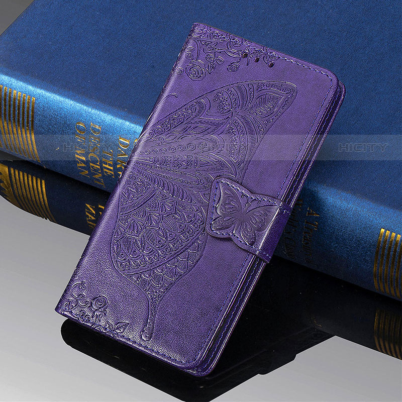 Custodia Portafoglio In Pelle Farfalla Cover con Supporto S01D per Samsung Galaxy S23 Ultra 5G Viola