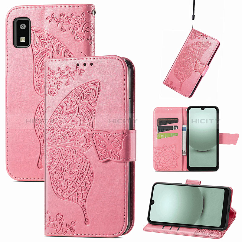 Custodia Portafoglio In Pelle Farfalla Cover con Supporto S01D per Sharp Aquos wish3