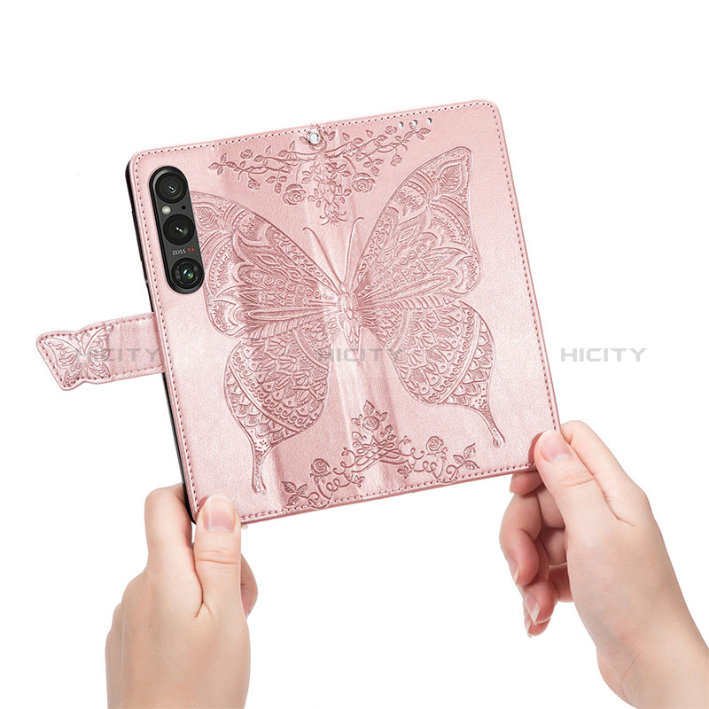 Custodia Portafoglio In Pelle Farfalla Cover con Supporto S01D per Sony Xperia 1 V