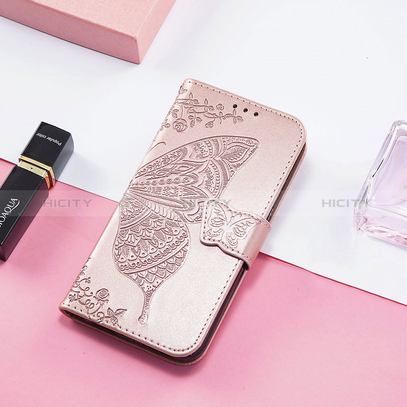 Custodia Portafoglio In Pelle Farfalla Cover con Supporto S01D per Xiaomi Poco C55 Rosa