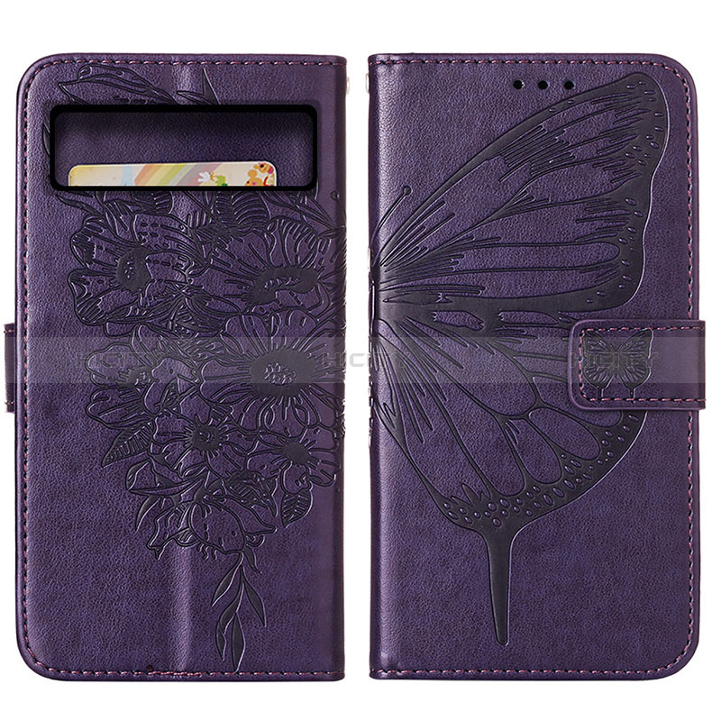 Custodia Portafoglio In Pelle Farfalla Cover con Supporto Y01B per Google Pixel 8 Pro 5G Viola