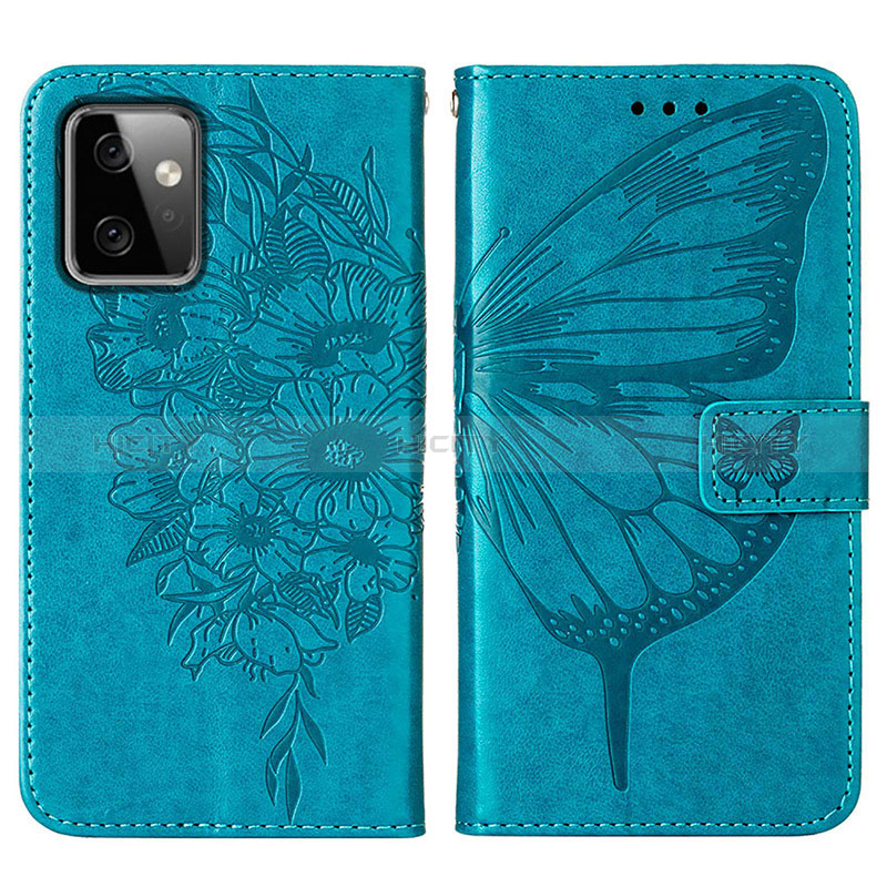 Custodia Portafoglio In Pelle Farfalla Cover con Supporto Y01B per Motorola Moto G Power 5G (2023) Blu