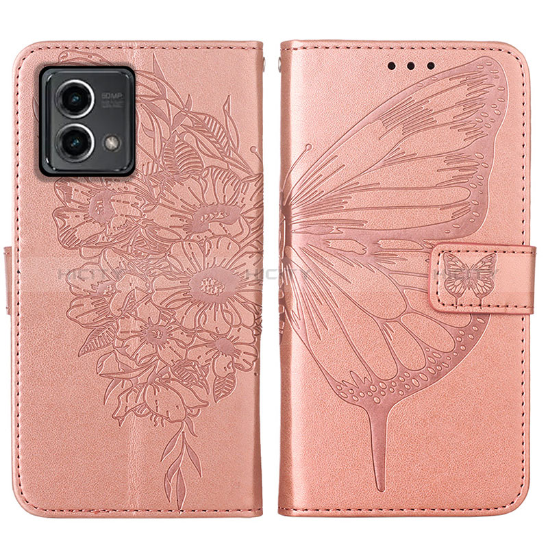 Custodia Portafoglio In Pelle Farfalla Cover con Supporto Y01B per Motorola Moto G Stylus (2023) 4G Oro Rosa