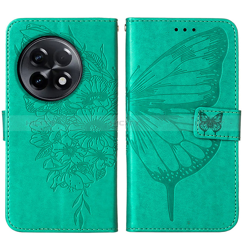 Custodia Portafoglio In Pelle Farfalla Cover con Supporto Y01B per OnePlus 11R 5G Verde