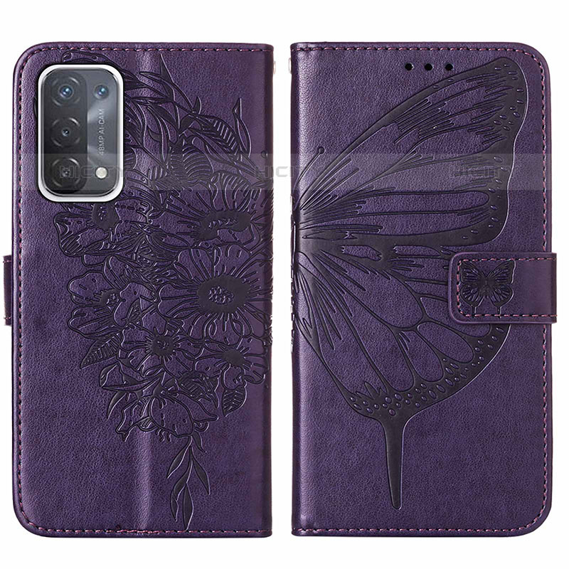 Custodia Portafoglio In Pelle Farfalla Cover con Supporto Y01B per OnePlus Nord N200 5G Viola