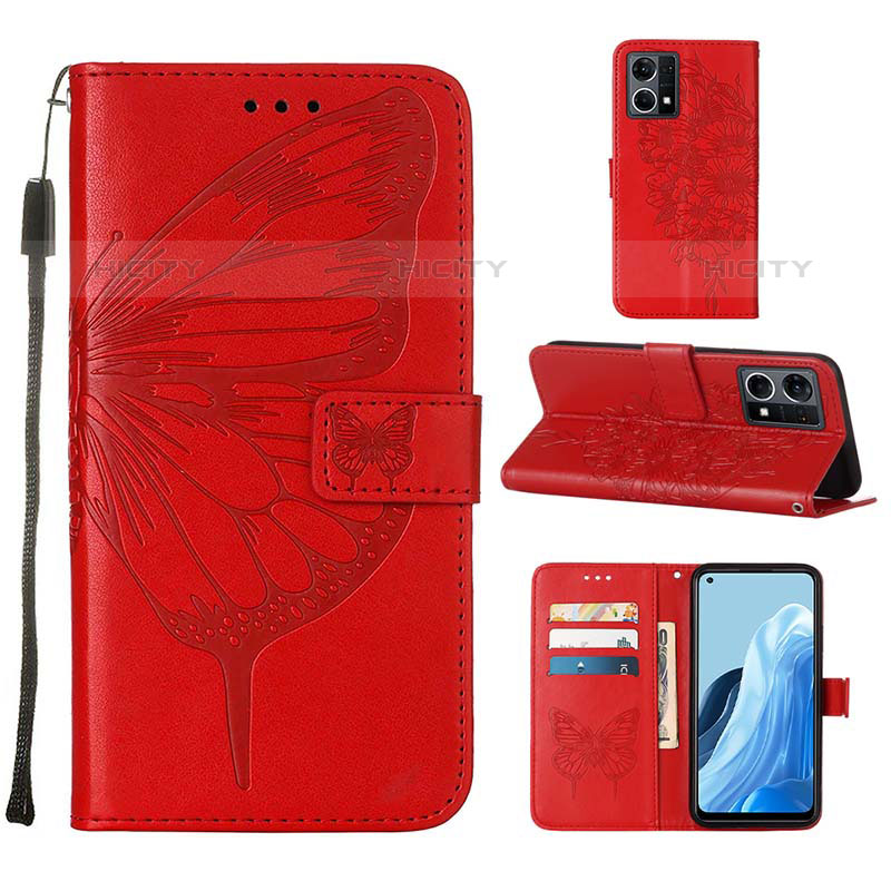 Custodia Portafoglio In Pelle Farfalla Cover con Supporto Y01B per Oppo F21s Pro 4G Rosso