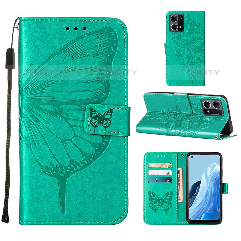 Custodia Portafoglio In Pelle Farfalla Cover con Supporto Y01B per Oppo F21s Pro 4G Verde