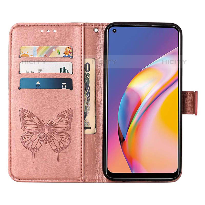 Custodia Portafoglio In Pelle Farfalla Cover con Supporto Y01B per Oppo Reno5 F