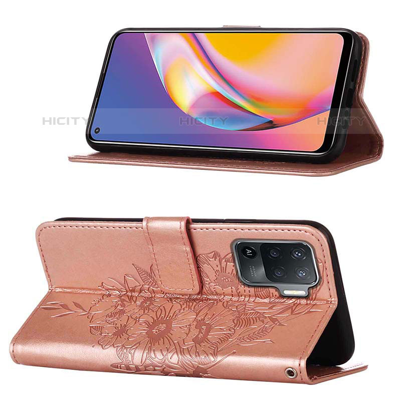 Custodia Portafoglio In Pelle Farfalla Cover con Supporto Y01B per Oppo Reno5 F