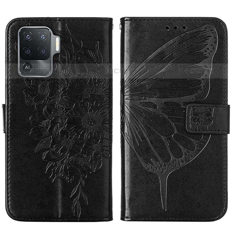 Custodia Portafoglio In Pelle Farfalla Cover con Supporto Y01B per Oppo Reno5 F