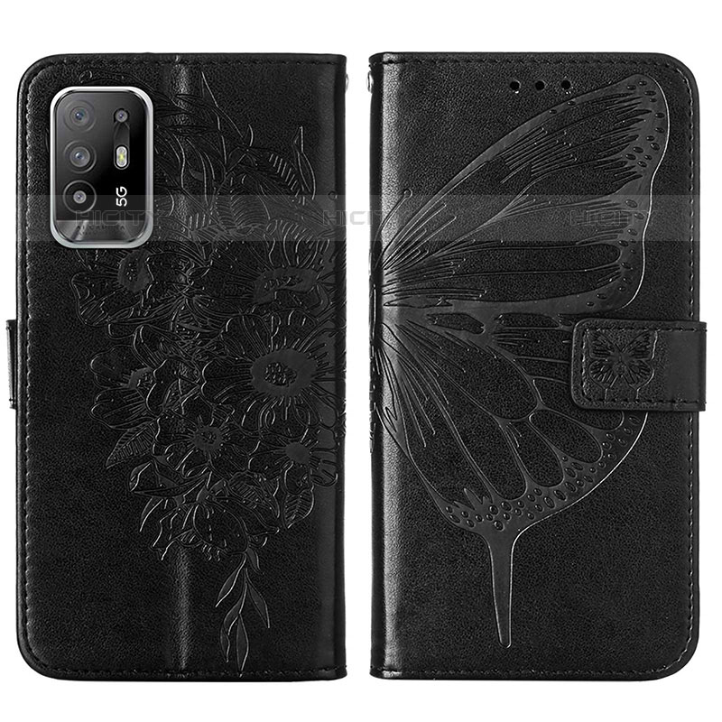 Custodia Portafoglio In Pelle Farfalla Cover con Supporto Y01B per Oppo Reno5 Z 5G Nero