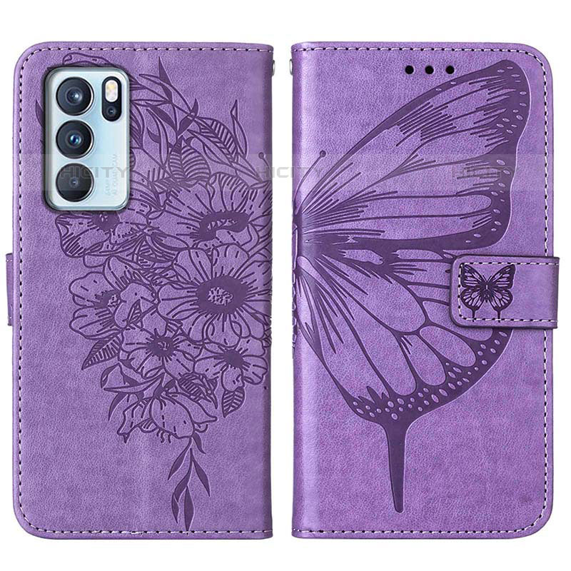 Custodia Portafoglio In Pelle Farfalla Cover con Supporto Y01B per Oppo Reno6 Pro 5G India