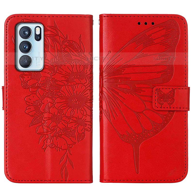 Custodia Portafoglio In Pelle Farfalla Cover con Supporto Y01B per Oppo Reno6 Pro 5G India