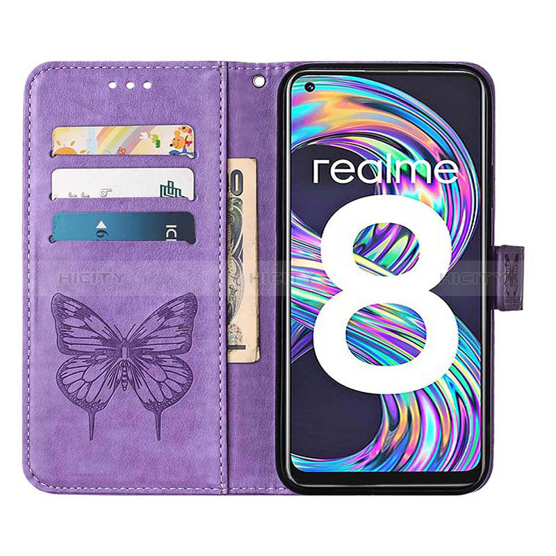 Custodia Portafoglio In Pelle Farfalla Cover con Supporto Y01B per Realme 8 Pro