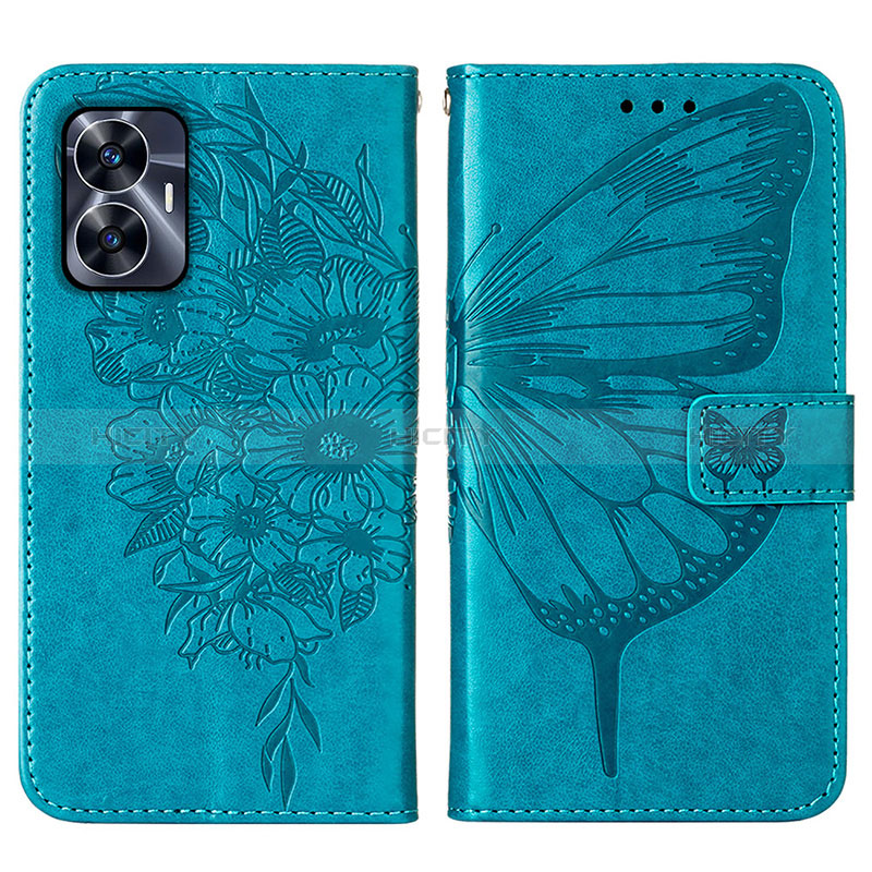 Custodia Portafoglio In Pelle Farfalla Cover con Supporto Y01B per Realme Narzo N55