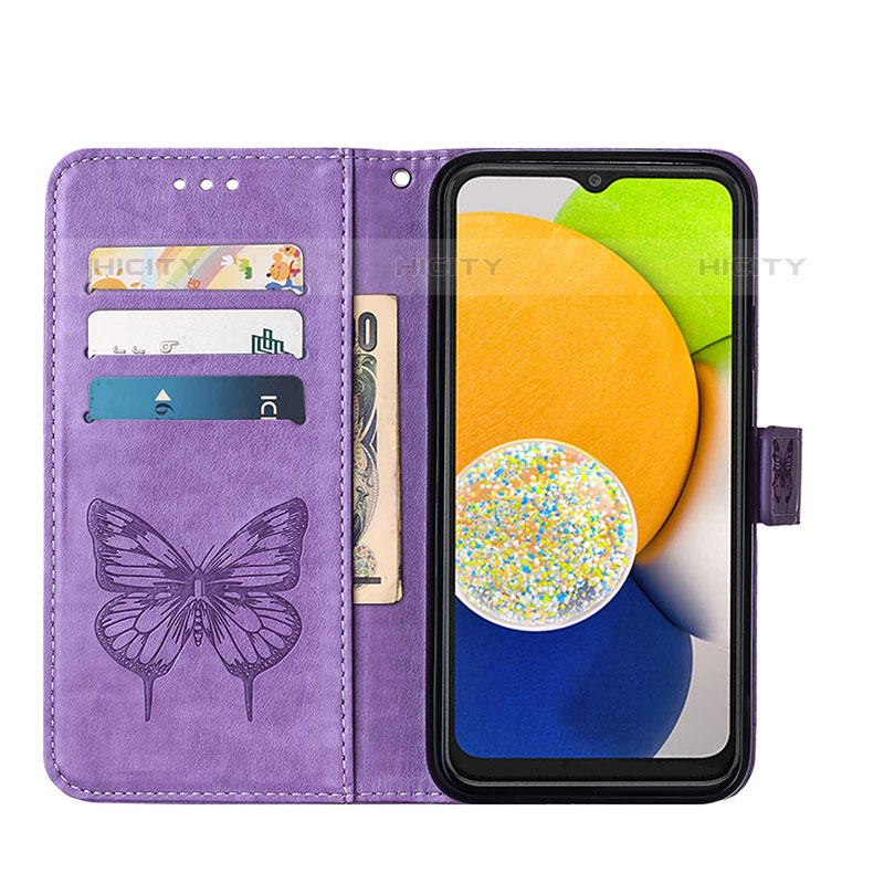 Custodia Portafoglio In Pelle Farfalla Cover con Supporto Y01B per Samsung Galaxy A03