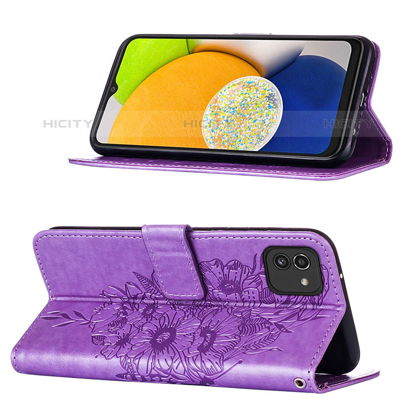 Custodia Portafoglio In Pelle Farfalla Cover con Supporto Y01B per Samsung Galaxy A03