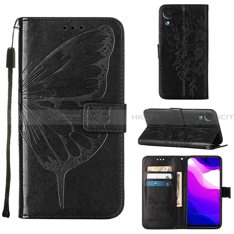 Custodia Portafoglio In Pelle Farfalla Cover con Supporto Y01B per Samsung Galaxy A03 Core Nero