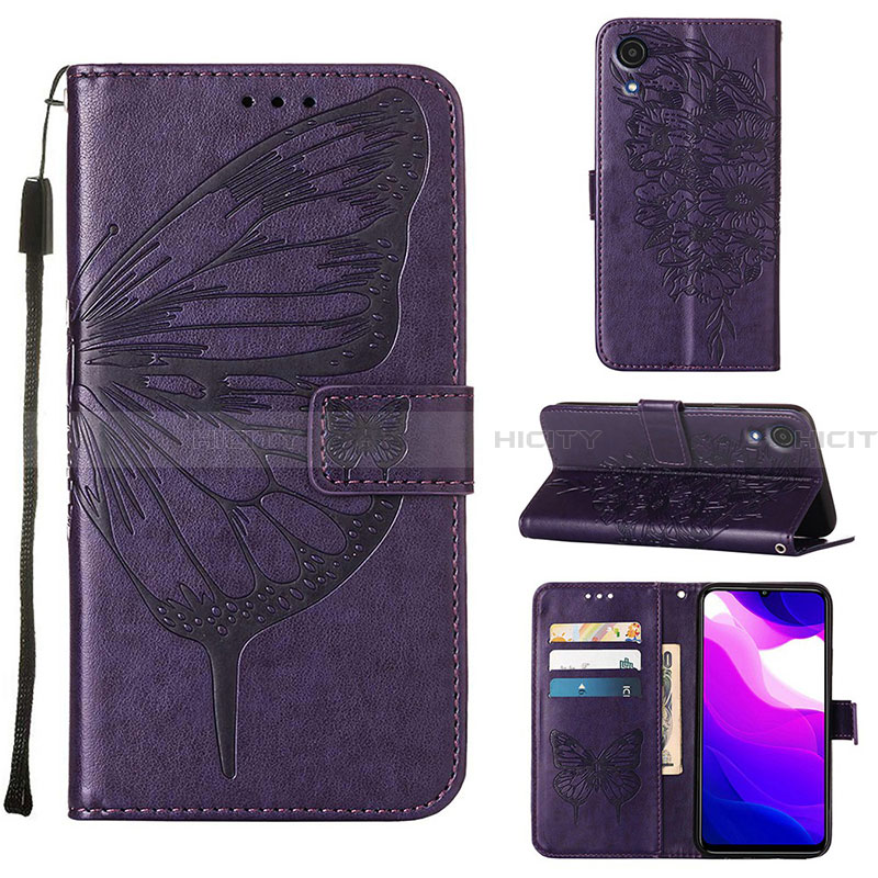 Custodia Portafoglio In Pelle Farfalla Cover con Supporto Y01B per Samsung Galaxy A03 Core Viola