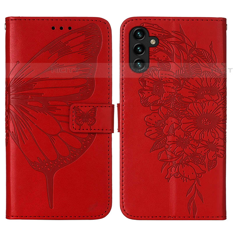 Custodia Portafoglio In Pelle Farfalla Cover con Supporto Y01B per Samsung Galaxy A04s Rosso