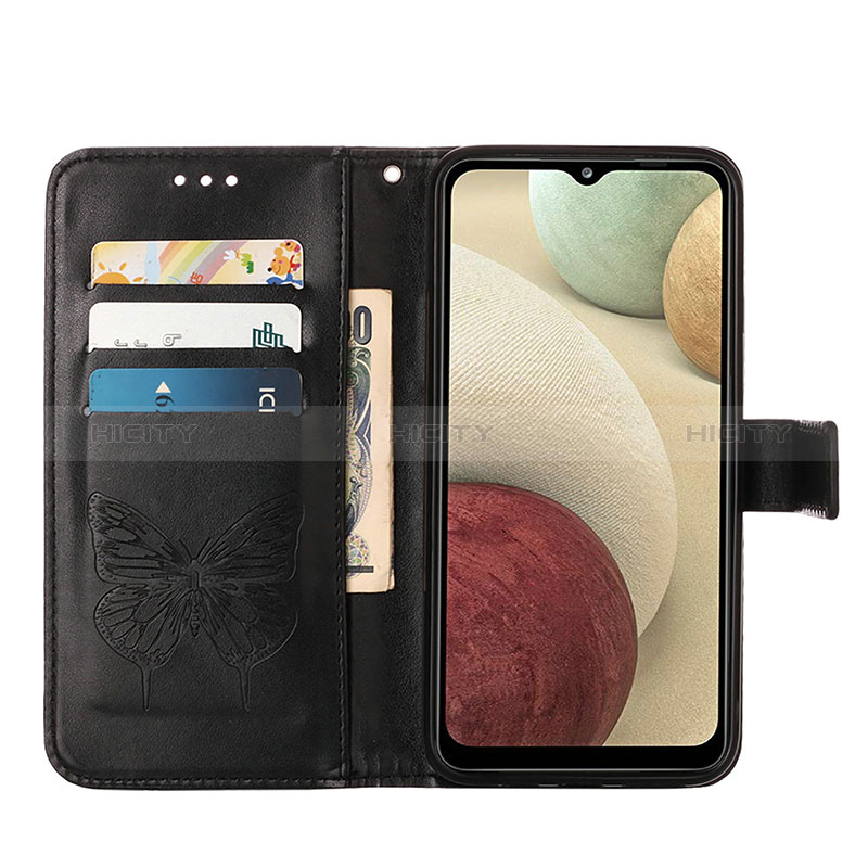 Custodia Portafoglio In Pelle Farfalla Cover con Supporto Y01B per Samsung Galaxy A12