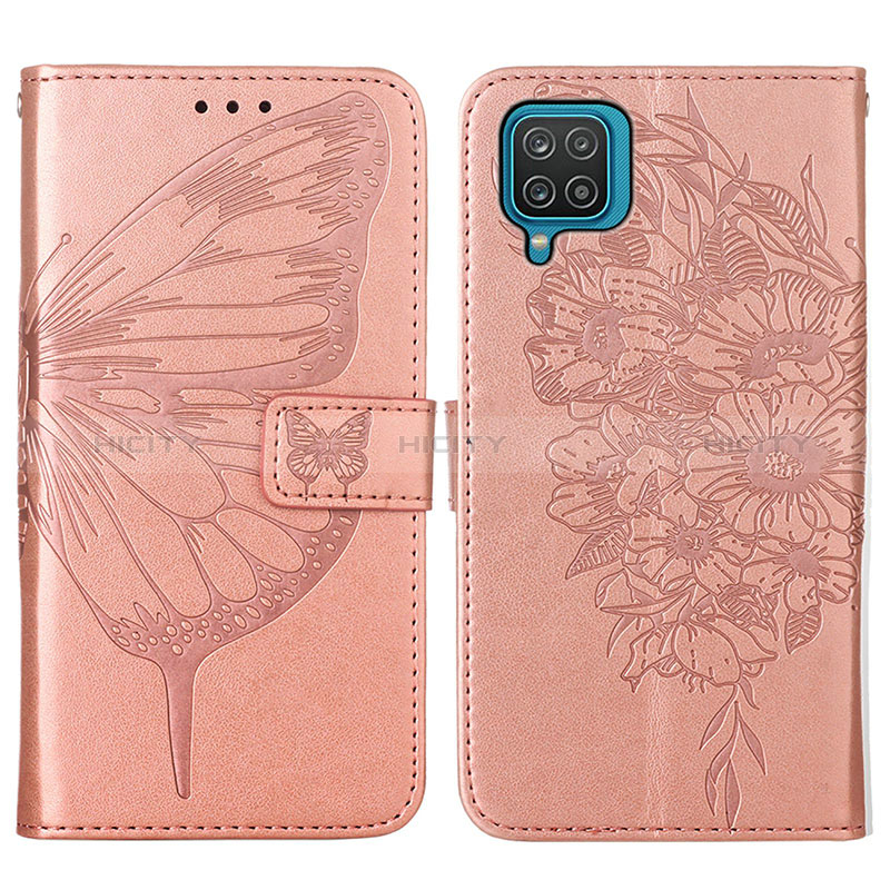 Custodia Portafoglio In Pelle Farfalla Cover con Supporto Y01B per Samsung Galaxy A12