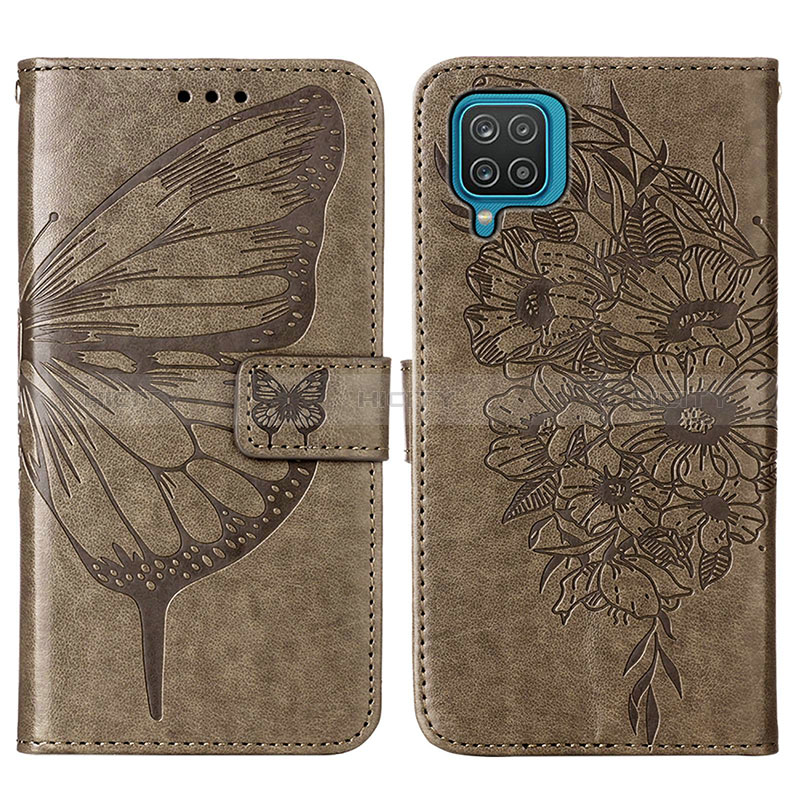 Custodia Portafoglio In Pelle Farfalla Cover con Supporto Y01B per Samsung Galaxy A12