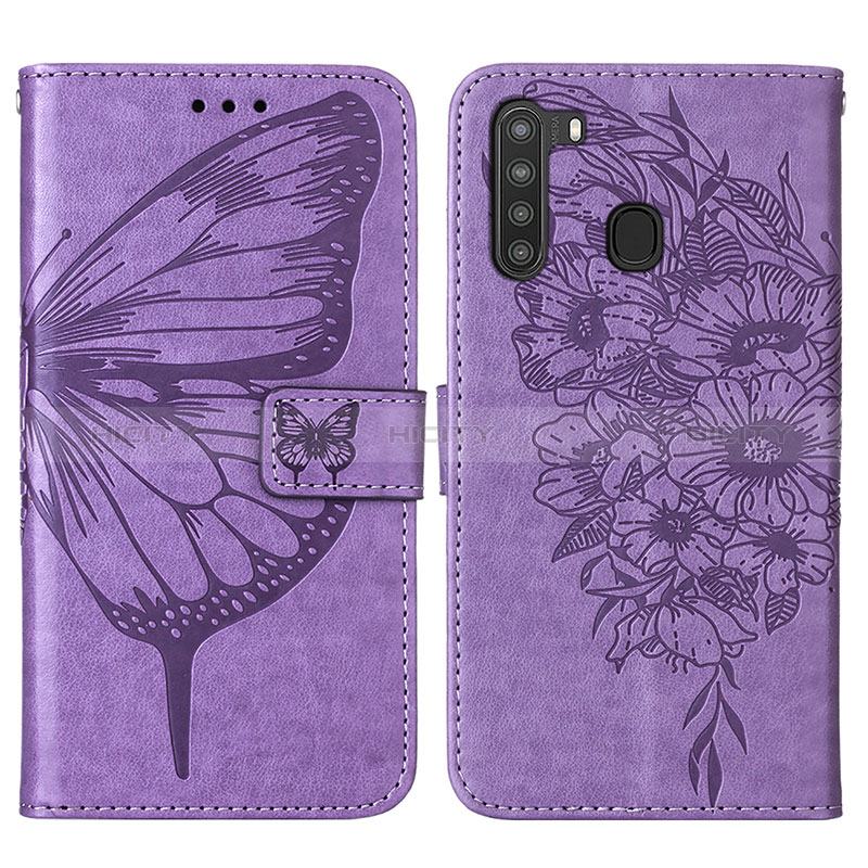 Custodia Portafoglio In Pelle Farfalla Cover con Supporto Y01B per Samsung Galaxy A21