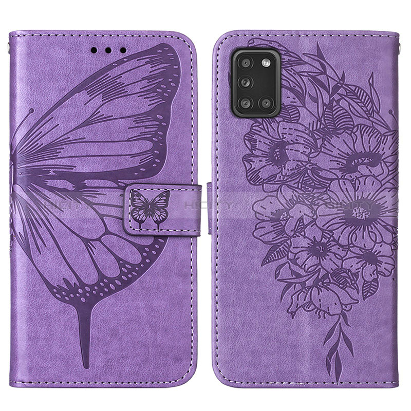 Custodia Portafoglio In Pelle Farfalla Cover con Supporto Y01B per Samsung Galaxy A21s Lavanda