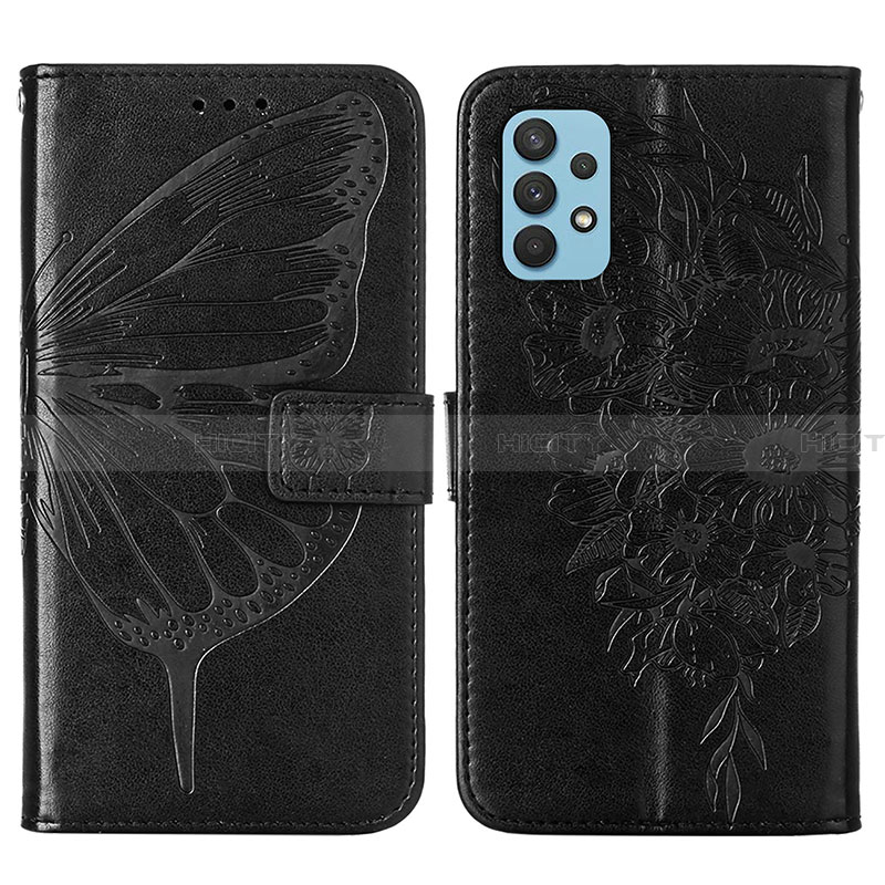 Custodia Portafoglio In Pelle Farfalla Cover con Supporto Y01B per Samsung Galaxy A32 4G Nero