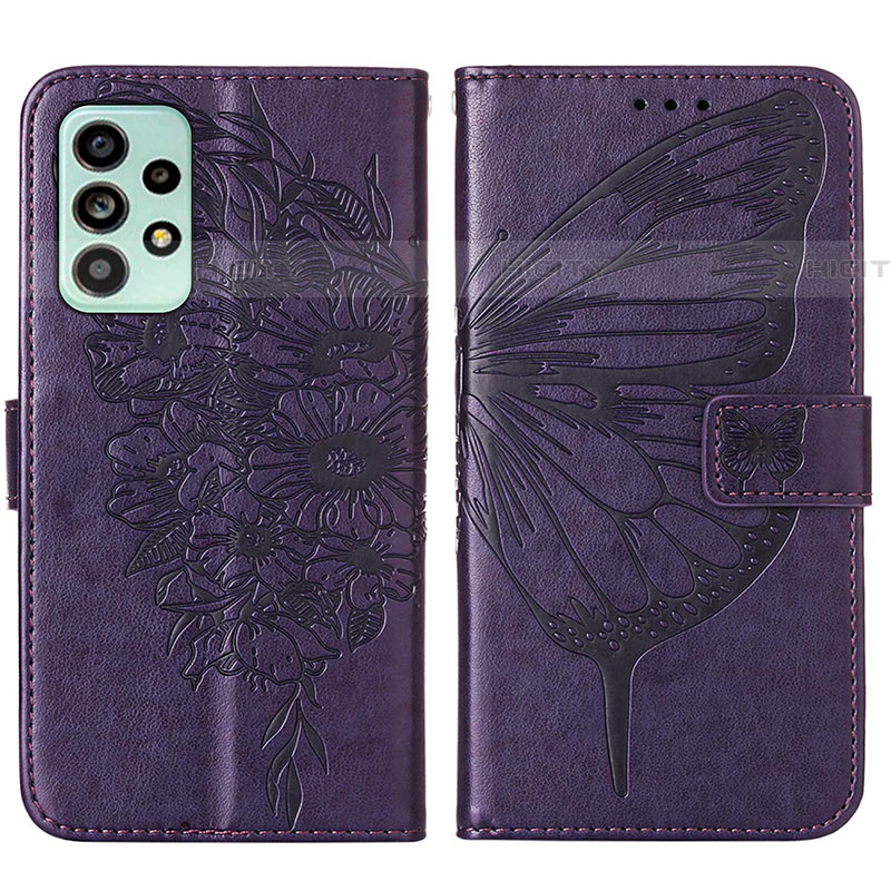 Custodia Portafoglio In Pelle Farfalla Cover con Supporto Y01B per Samsung Galaxy A53 5G Viola