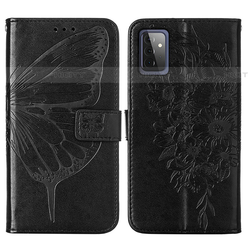 Custodia Portafoglio In Pelle Farfalla Cover con Supporto Y01B per Samsung Galaxy A72 4G Nero