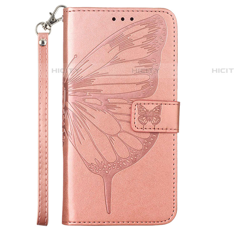 Custodia Portafoglio In Pelle Farfalla Cover con Supporto Y01B per Samsung Galaxy A73 5G Oro Rosa