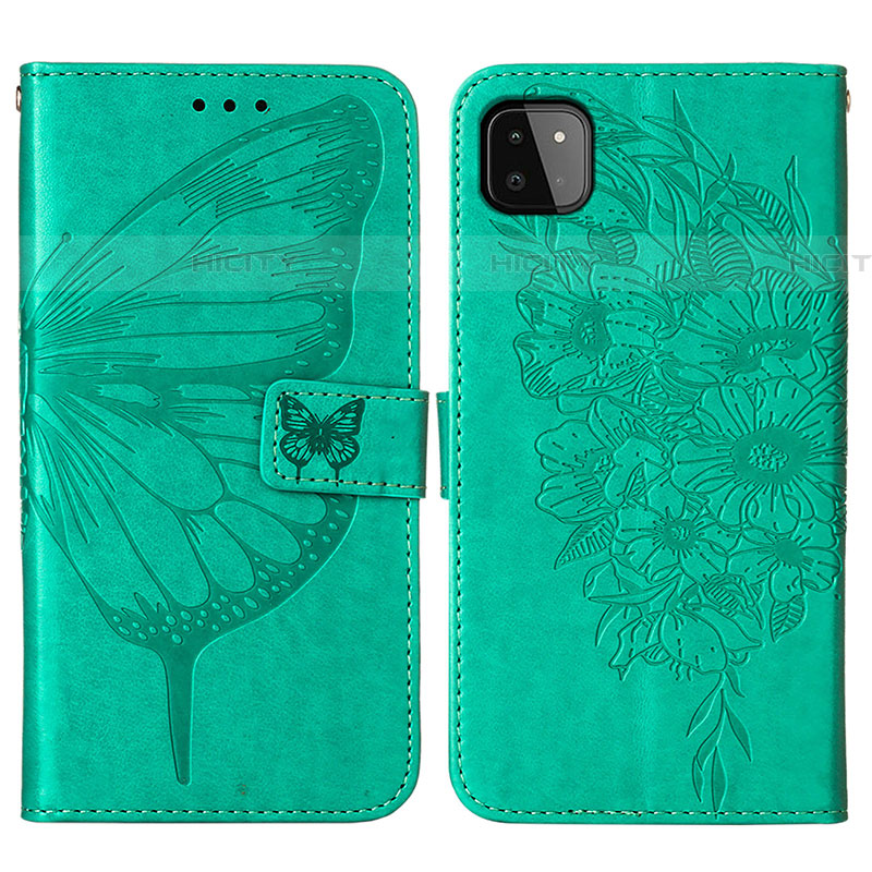 Custodia Portafoglio In Pelle Farfalla Cover con Supporto Y01B per Samsung Galaxy F42 5G Verde