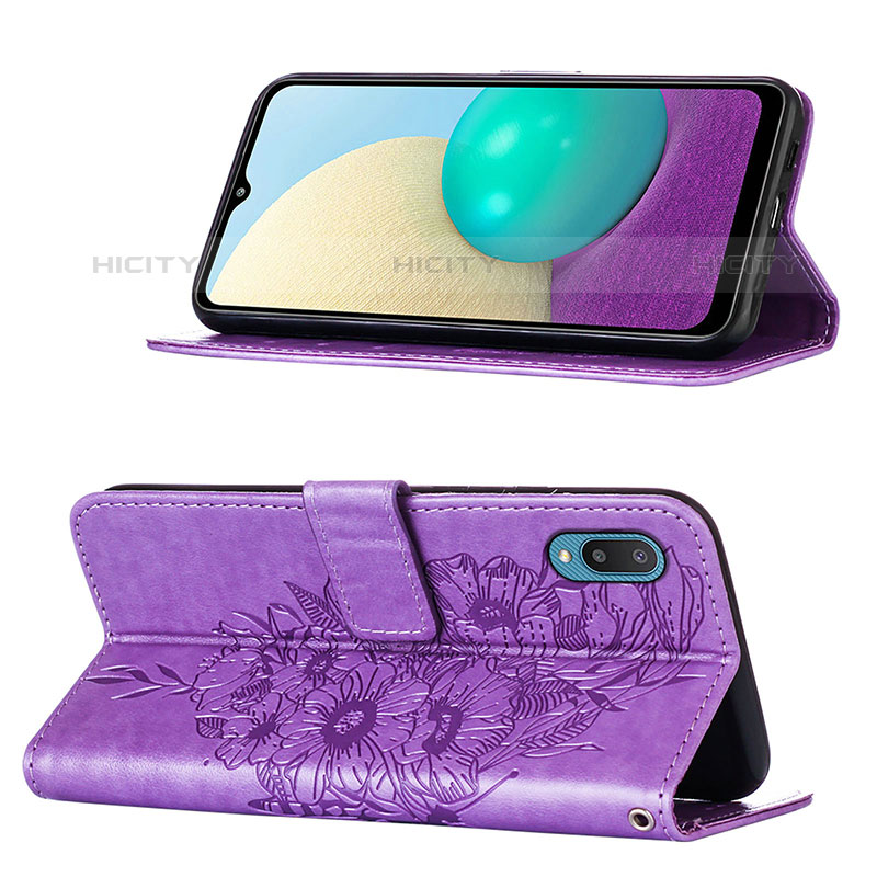 Custodia Portafoglio In Pelle Farfalla Cover con Supporto Y01B per Samsung Galaxy M02