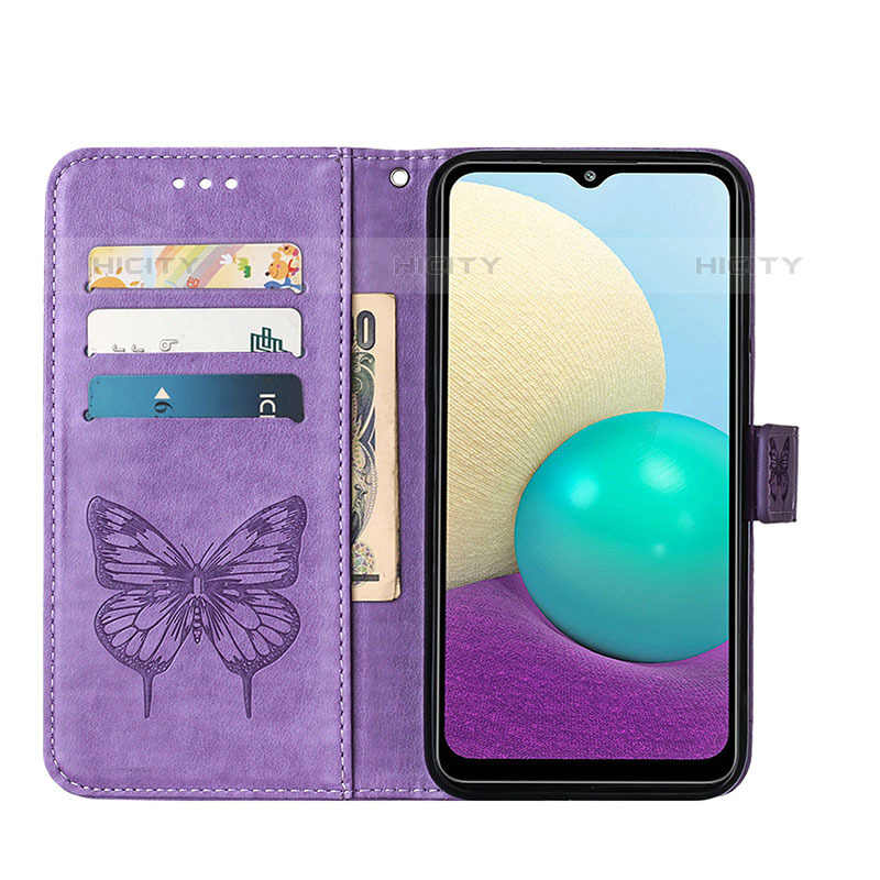 Custodia Portafoglio In Pelle Farfalla Cover con Supporto Y01B per Samsung Galaxy M02