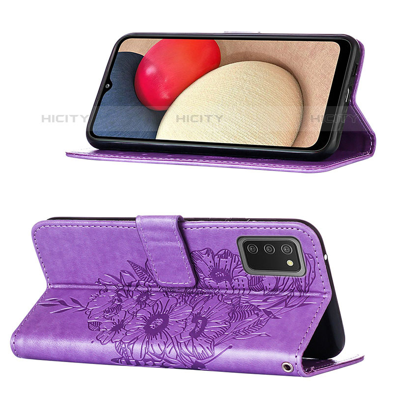 Custodia Portafoglio In Pelle Farfalla Cover con Supporto Y01B per Samsung Galaxy M02s