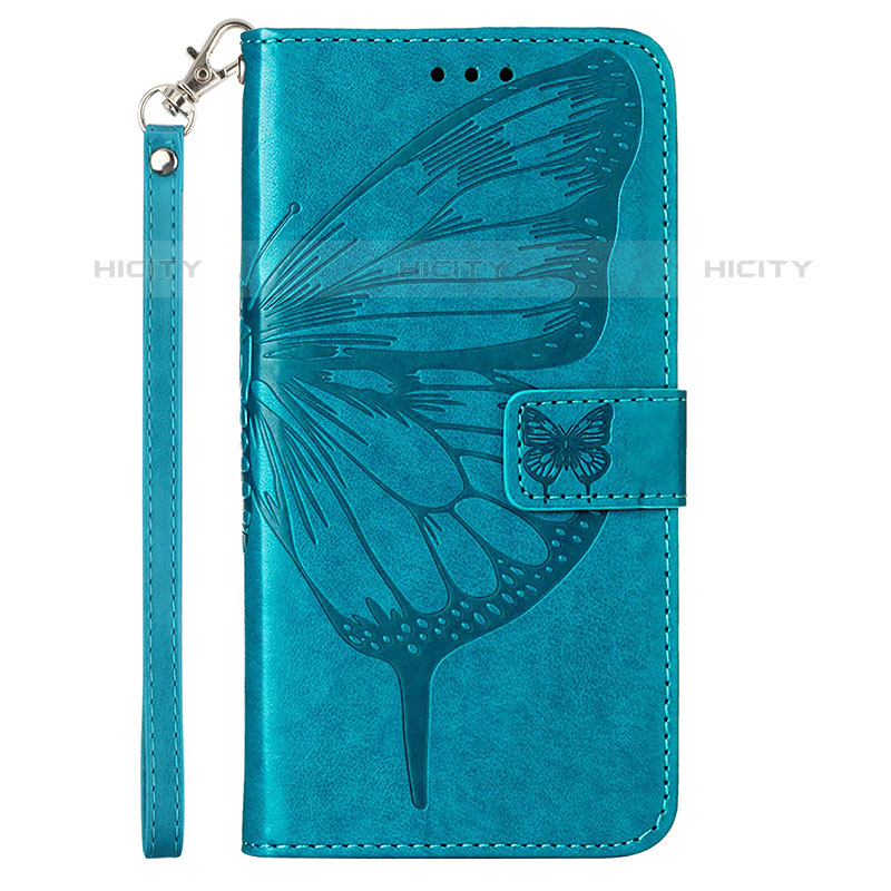 Custodia Portafoglio In Pelle Farfalla Cover con Supporto Y01B per Samsung Galaxy M33 5G Blu