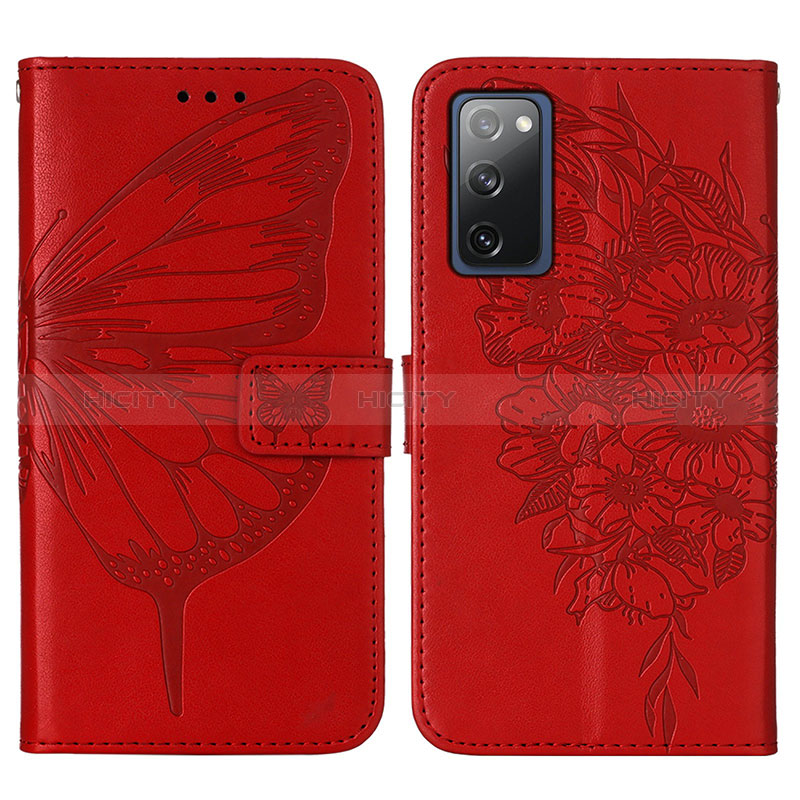 Custodia Portafoglio In Pelle Farfalla Cover con Supporto Y01B per Samsung Galaxy S20 FE 4G Rosso