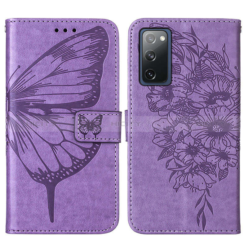 Custodia Portafoglio In Pelle Farfalla Cover con Supporto Y01B per Samsung Galaxy S20 Lite 5G Lavanda