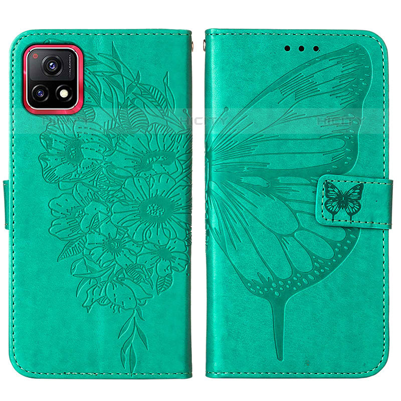 Custodia Portafoglio In Pelle Farfalla Cover con Supporto Y01B per Vivo iQOO U3 5G Verde