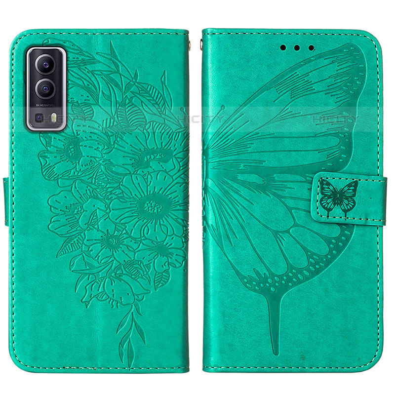 Custodia Portafoglio In Pelle Farfalla Cover con Supporto Y01B per Vivo iQOO Z3 5G Verde