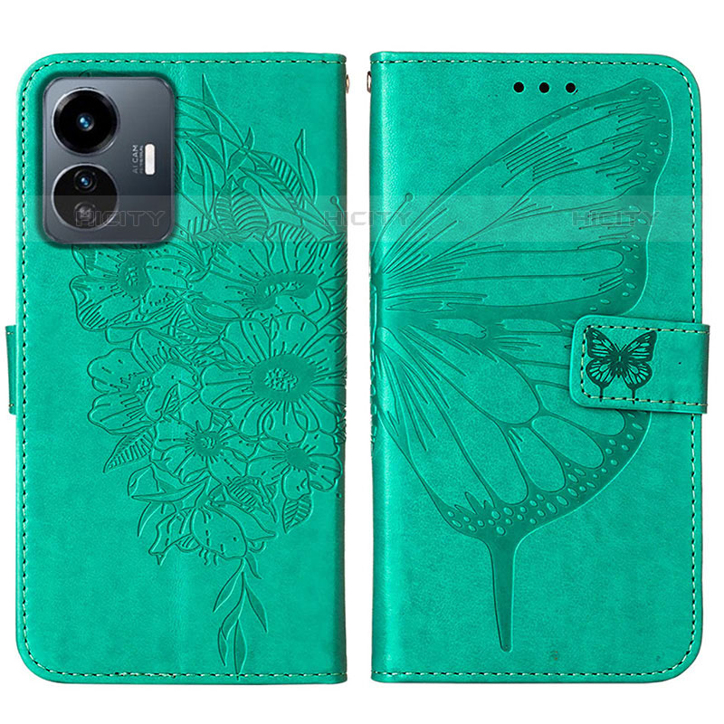 Custodia Portafoglio In Pelle Farfalla Cover con Supporto Y01B per Vivo iQOO Z6 Lite 5G Verde