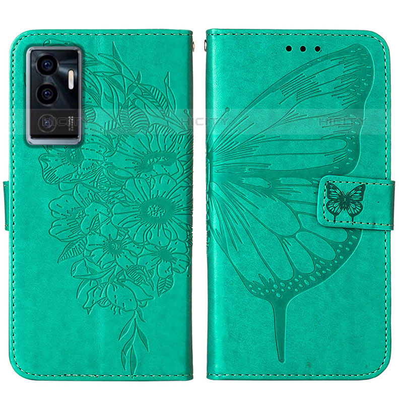 Custodia Portafoglio In Pelle Farfalla Cover con Supporto Y01B per Vivo V23e Verde