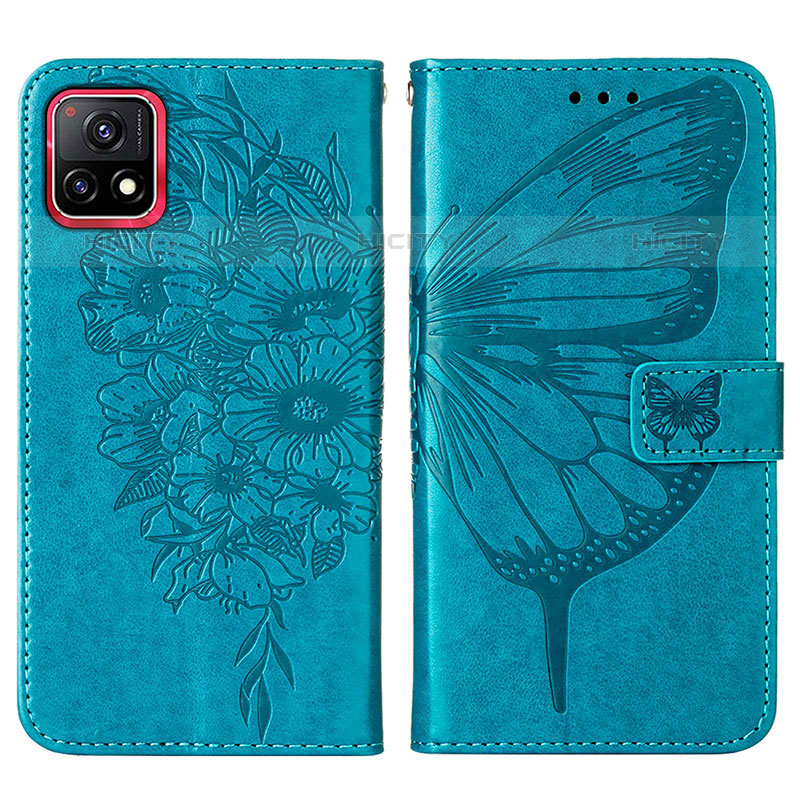 Custodia Portafoglio In Pelle Farfalla Cover con Supporto Y01B per Vivo Y52s 5G Blu