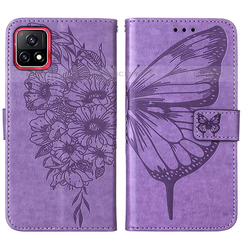 Custodia Portafoglio In Pelle Farfalla Cover con Supporto Y01B per Vivo Y52s 5G Lavanda